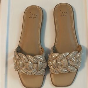 A New Day Tan Braided Slide Sandals
